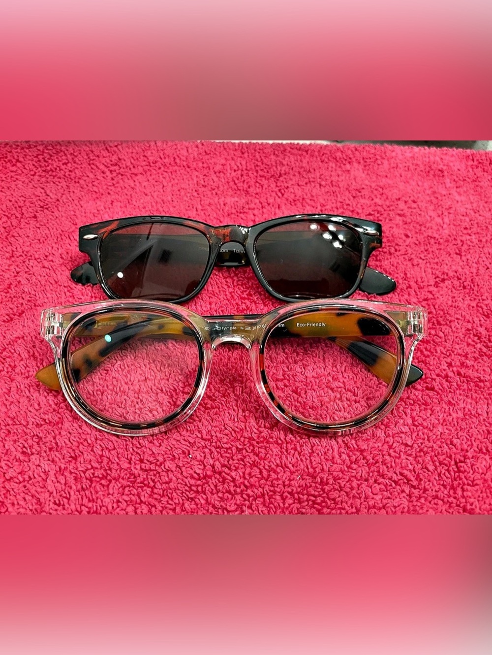 Peepers Olympia Tavern Eyeglasses & Clark Sun Sunglasses Brown & Black Like New
